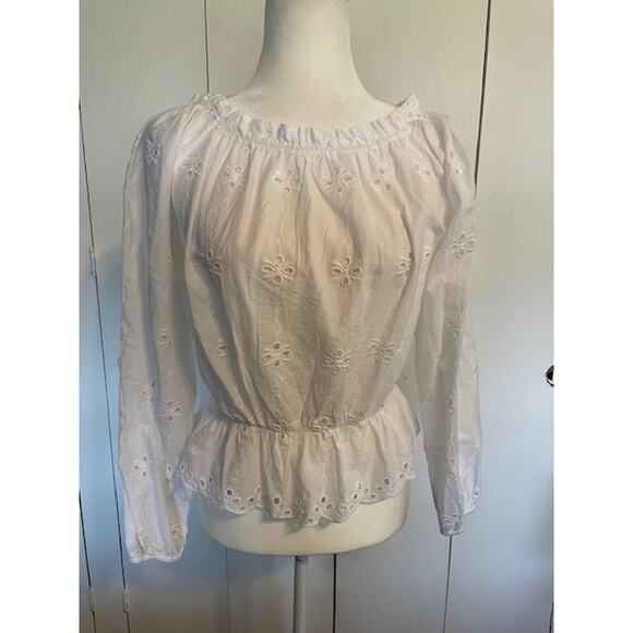 Japra‎ Women's size Medium 100% Cotton Boho White Blouse - Picture 1 of 4